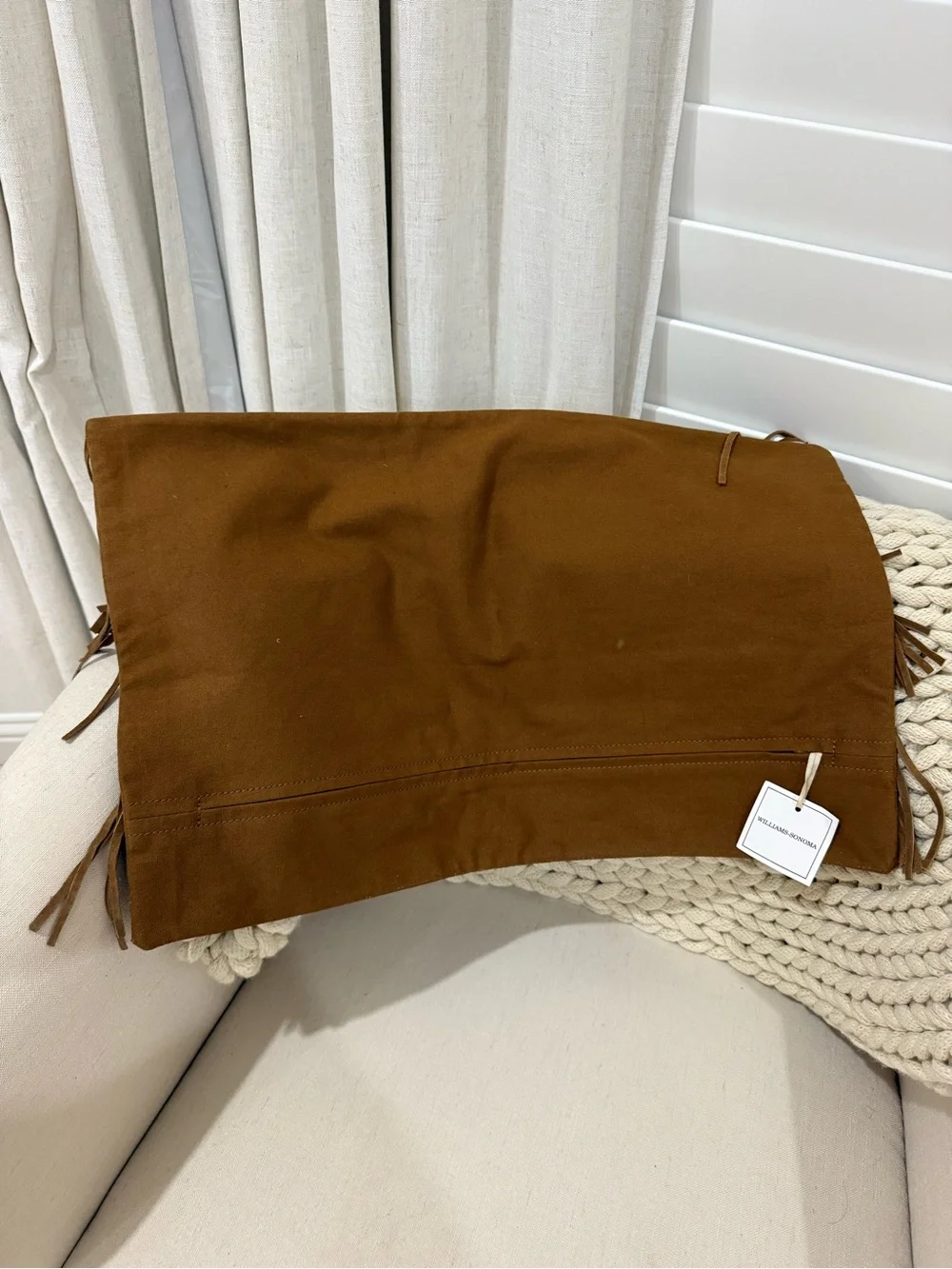 Williams Sonoma Fringed Suede Pillow Cover